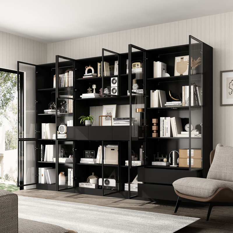 Hokku Designs 78.7'' H x 110 '' W Black Combination Bookcase